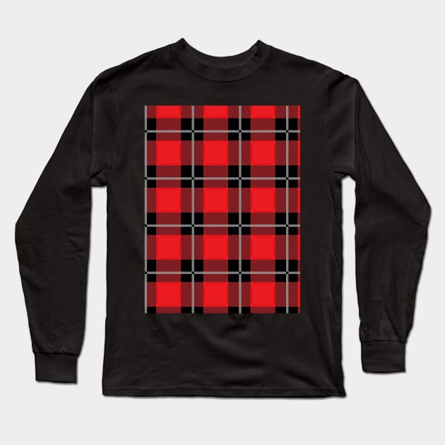 Red and Black Flannel-Plaid Pattern Long Sleeve T-Shirt by Design_Lawrence